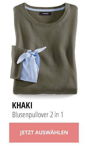 Khaki-Blusenpullover 2in1 | Walbusch