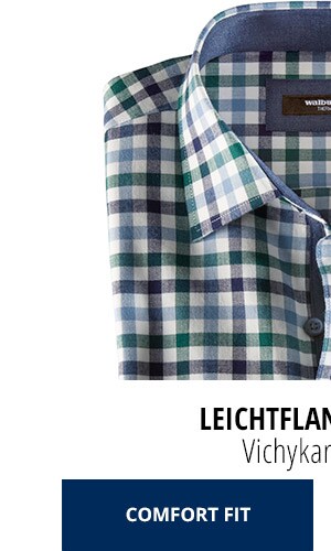 Leichtflanell-Hemd: Vichykaro Petrol | Walbusch