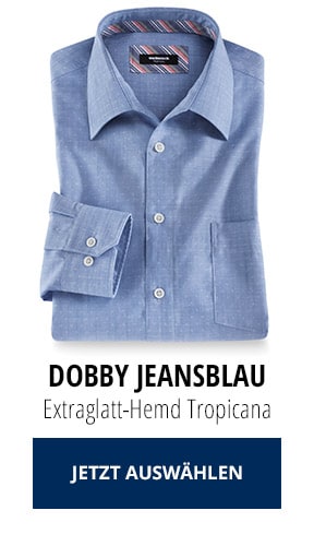 Extraglatt-Hemd Tropicana - Dobby Jeansblau | Walbusch