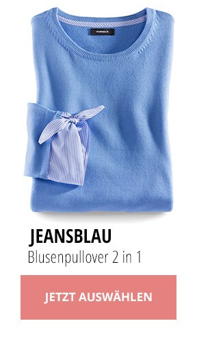 Jeansblau-Blusenpullover 2in1 | Walbusch