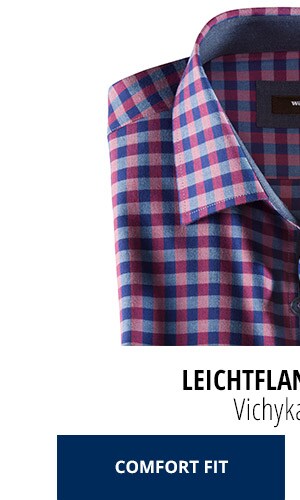 Leichtflanell-Hemd: Vichykaro Rot | Walbusch