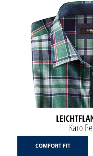 Leichtflanell-Hemd: Karo Petrol/Rot | Walbusch