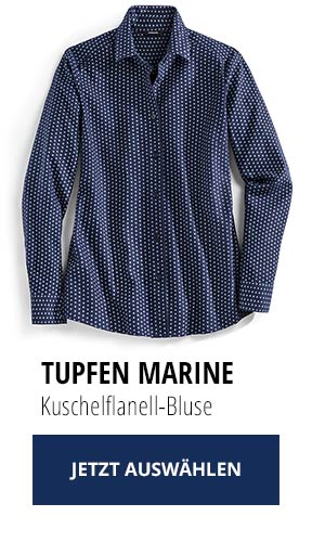 Kuschelflanell-Bluse Tupfen Marine | Walbusch