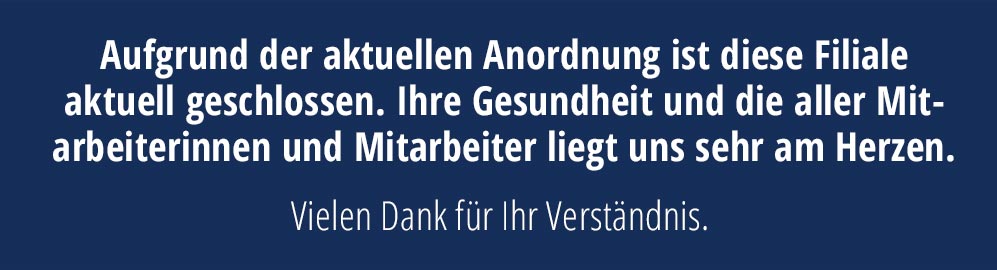 Unsere Filiale bleibt vorübergehend geschlossen | Walbusch Unsere Filiale bleibt vorübergehend geschlossen | Walbusch